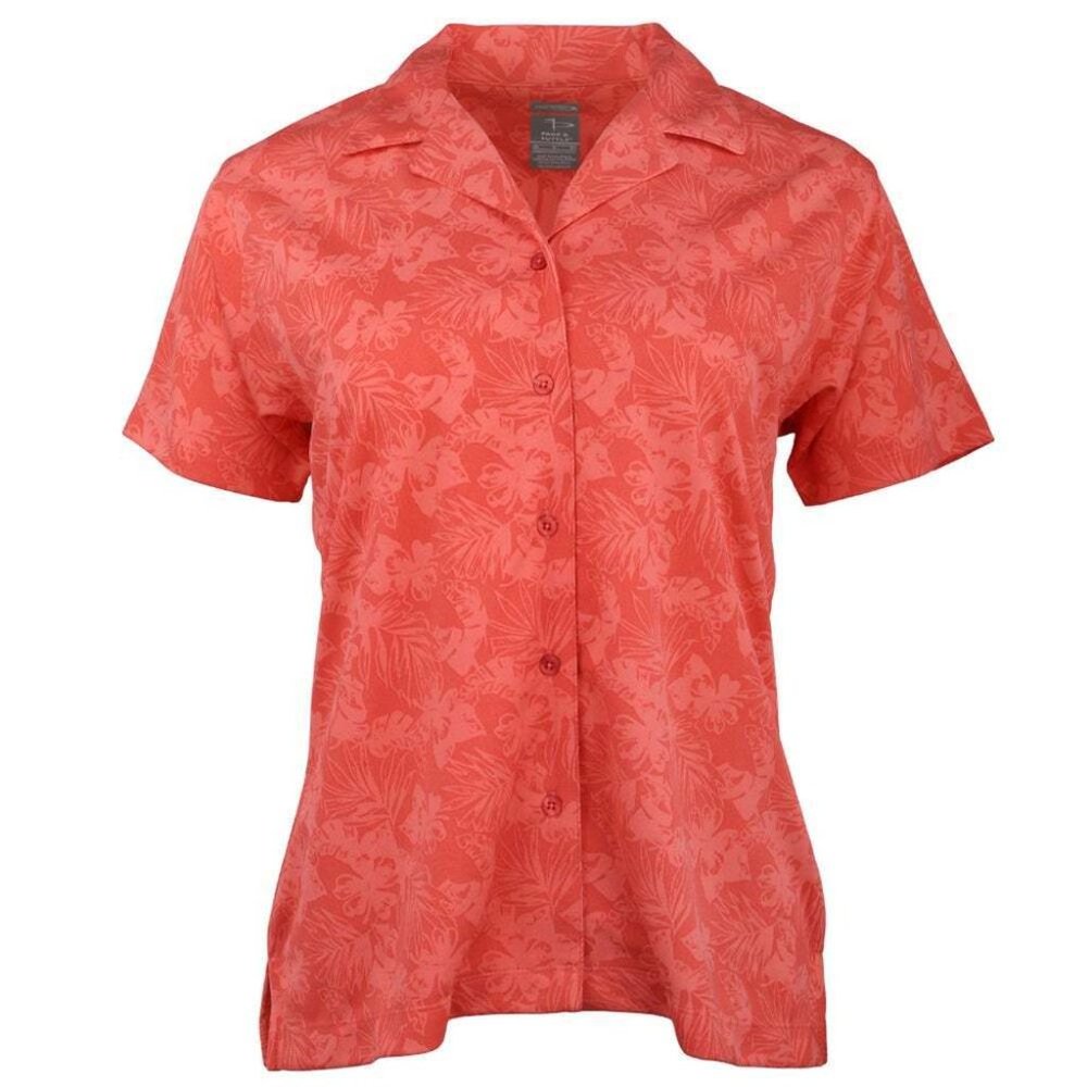 NWT Page & Tuttle GUAVA Large Tropical Print Button Up Golf Shirt Womens